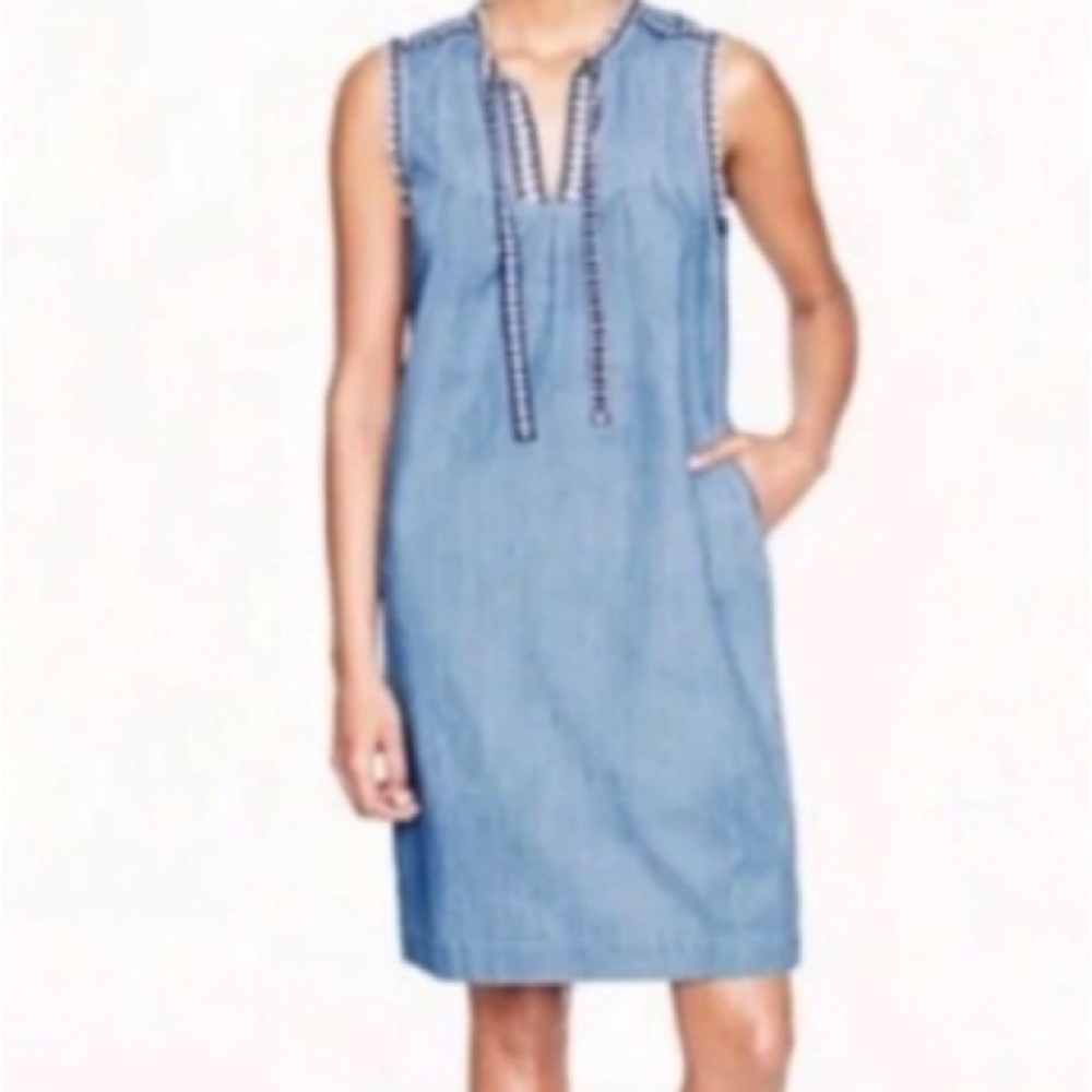 J. Crew Light Blue Mini Dress with Striped Accents